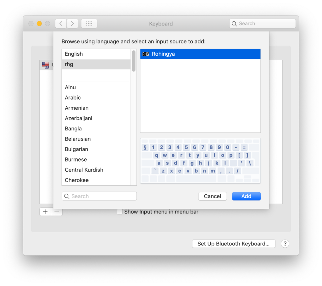 Rohingya keyboard for Mac OS X - Learn Rohingya